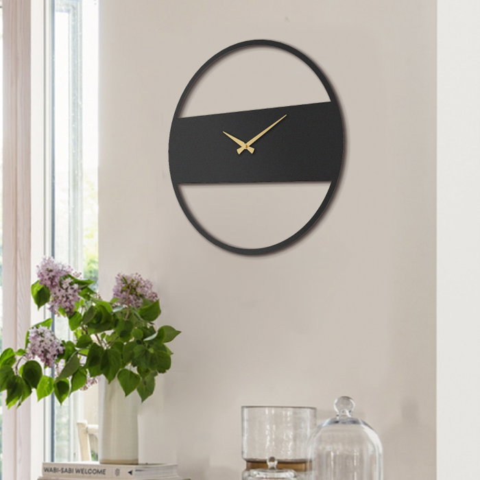 Wallity Stripe Metal Wall Clock - APS103 Negro